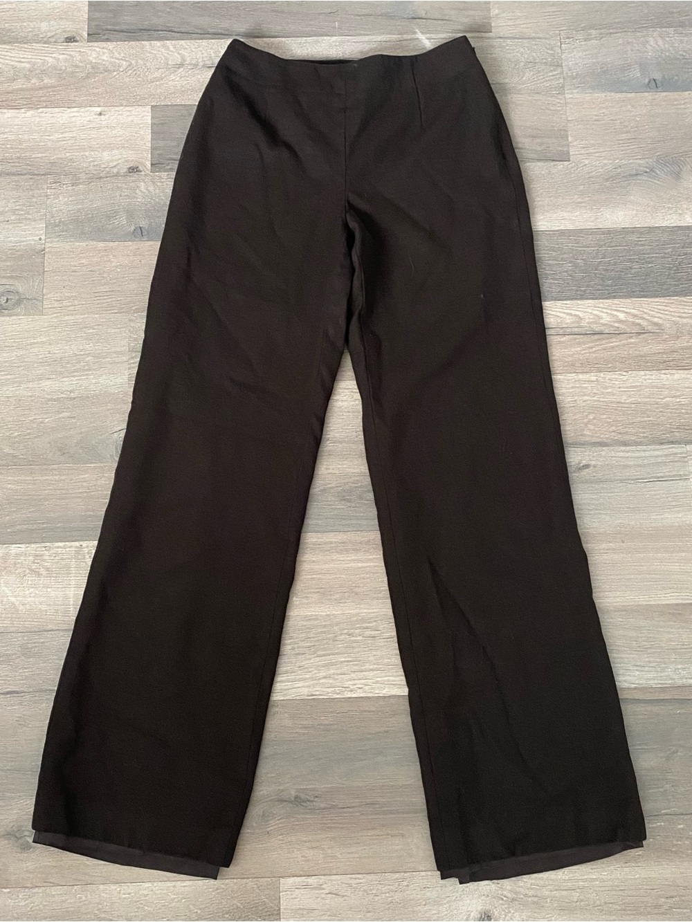 Vintage Talbots Brown Wool Wide Leg High Rise Pants Side Zip Size 2 Shrunk